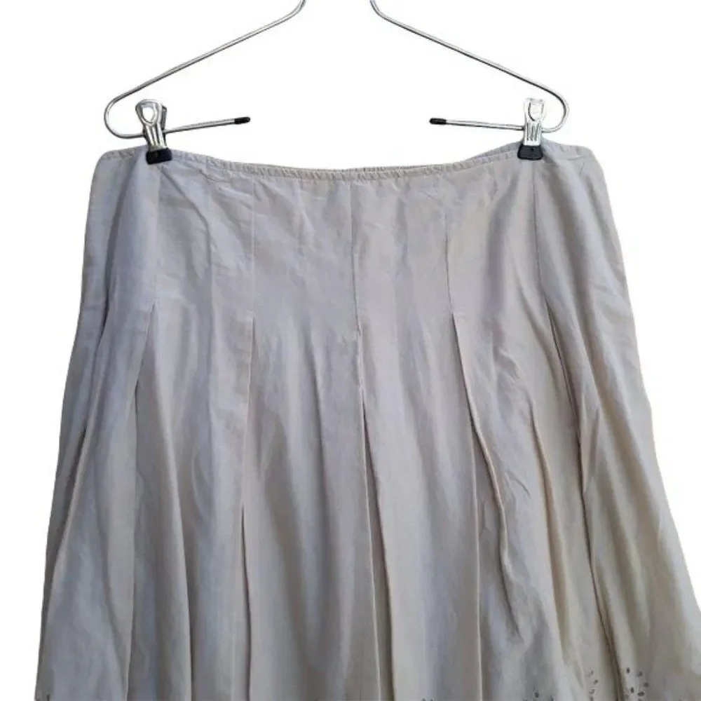 Vtg St. John's Bay Peasant Scalloped Eyelet Cutout‎ Hem Drop Waist Skirt Sz 16